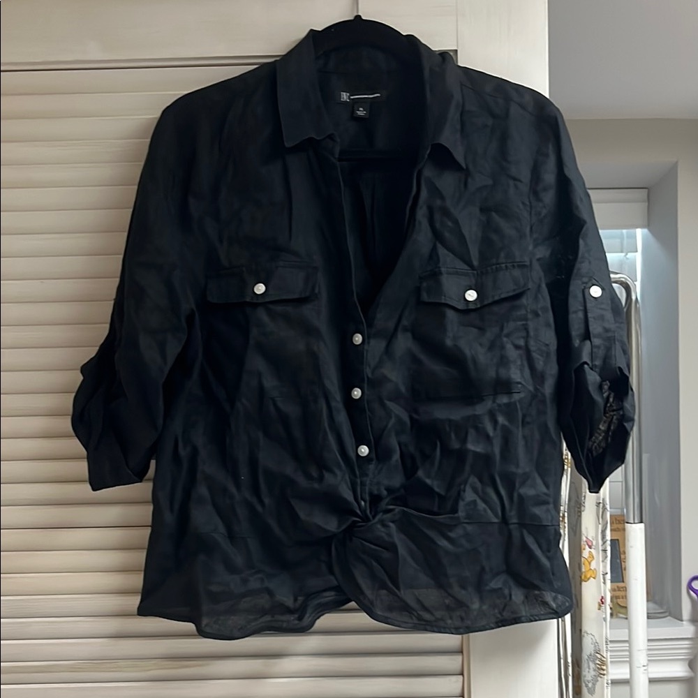 INC. 100% linen black button-down blouse. Brand new condition.  XL